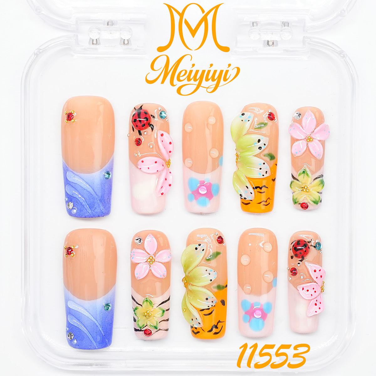 11553-MYY's designer original high-end design customized luxury hand-painted wearable nail art