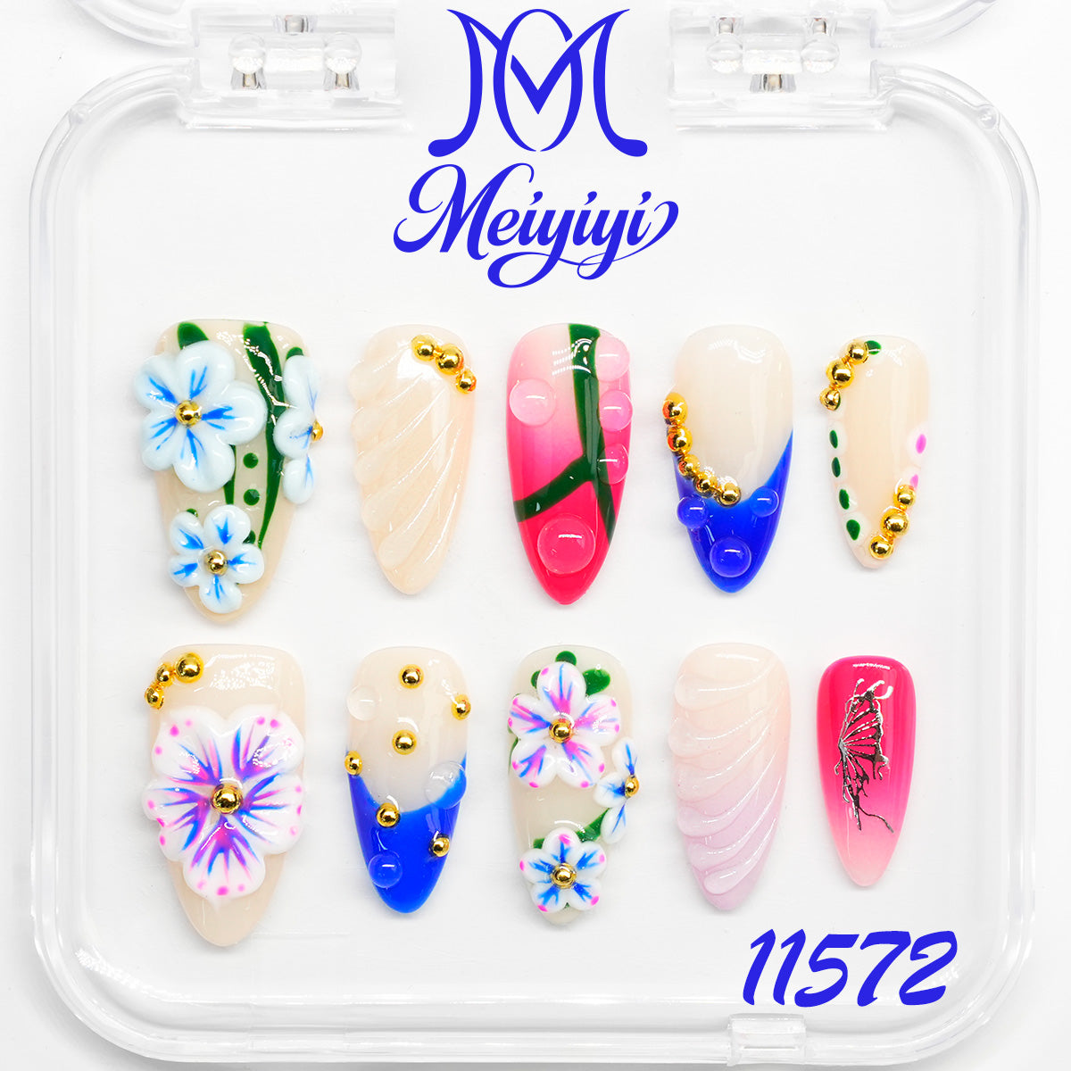 11572-MYY's designer original high-end design customized luxury hand-painted wearable nail art
