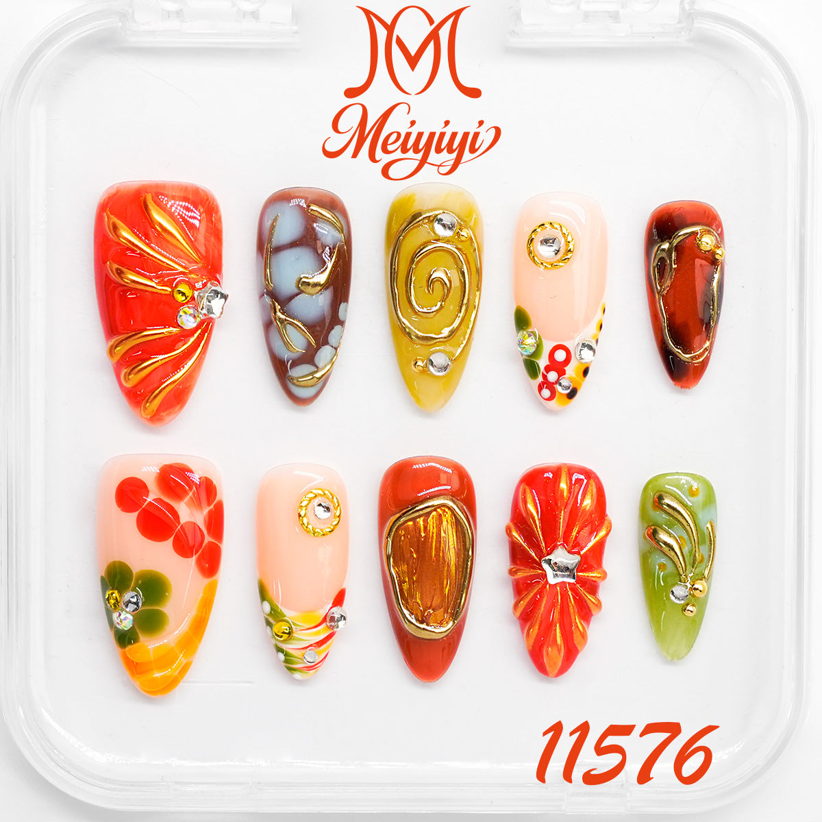 11576-MYY's designer original high-end design customized luxury hand-painted wearable nail art