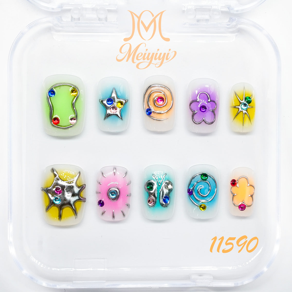 11590-MYY's designer original high-end design customized luxury hand-painted wearable nail art