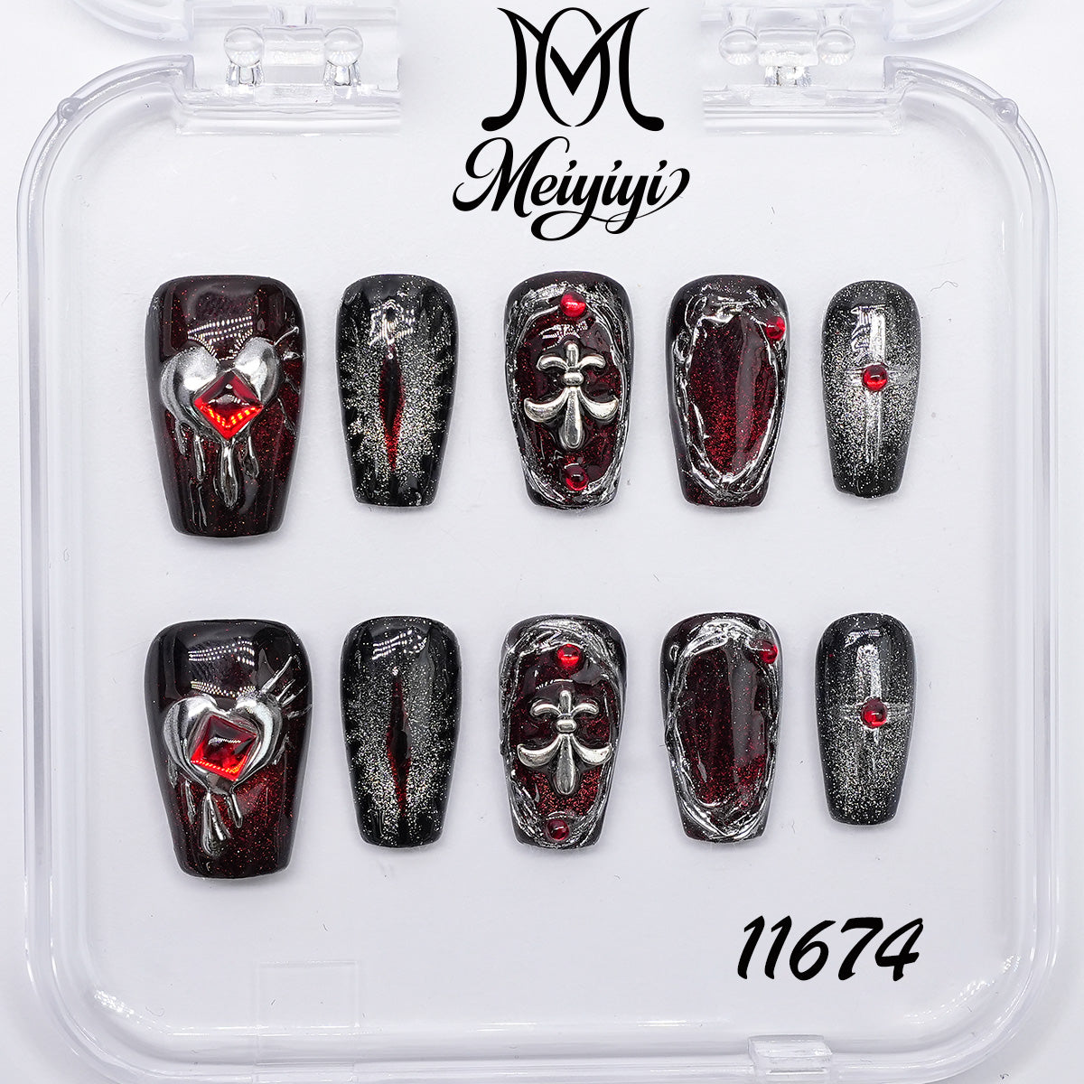 11674-MYY's designer original high-end design customized luxury hand-painted wearable nail art
