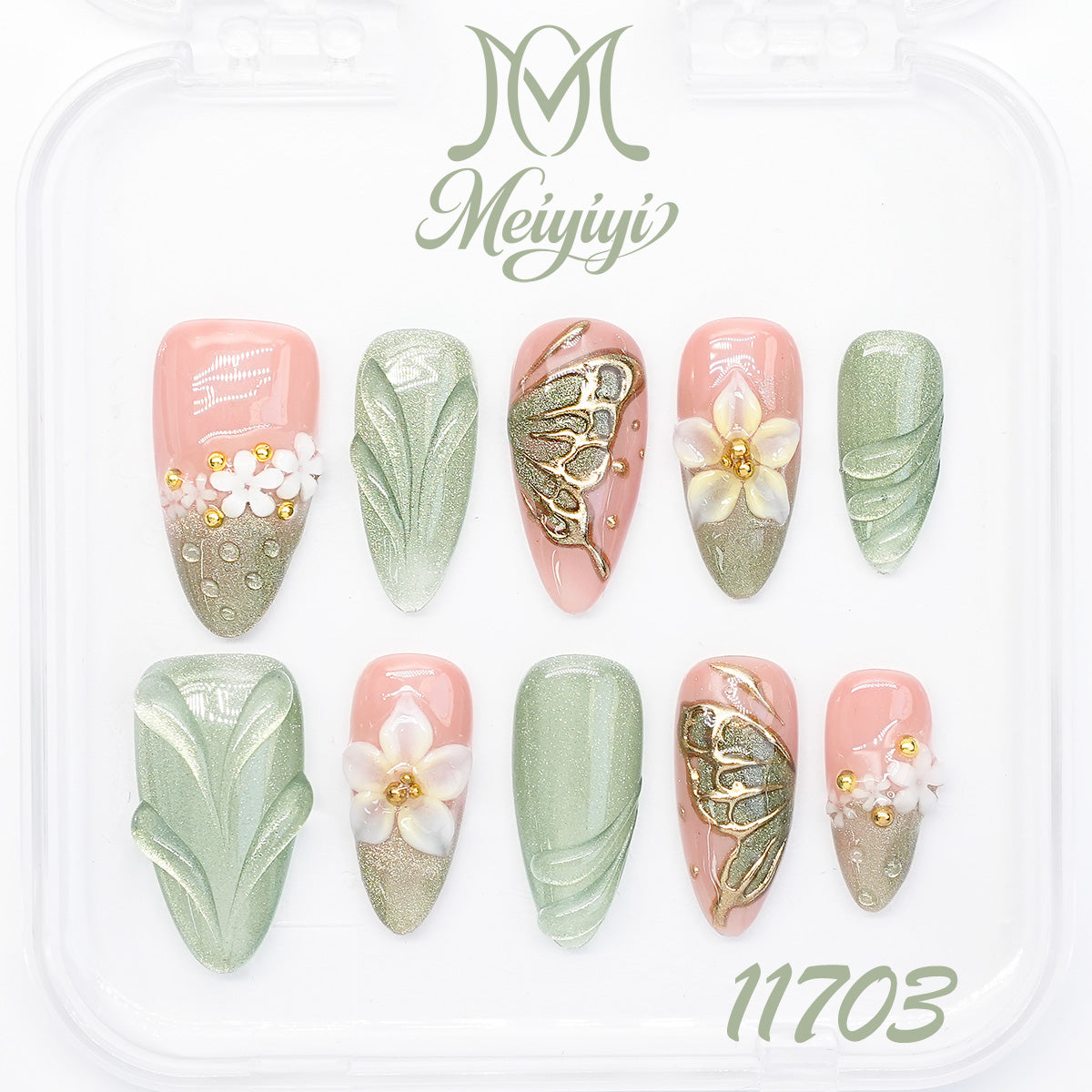 11703-MYY's designer original high-end design customized luxury hand-painted wearable nail art