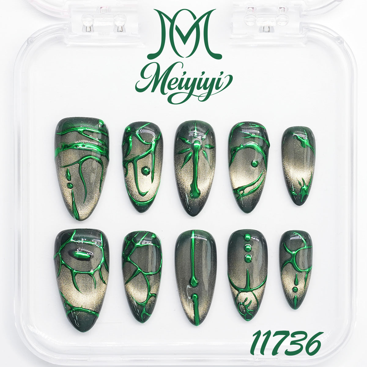 11736-MYY's designer original high-end design customized luxury hand-painted wearable nail art