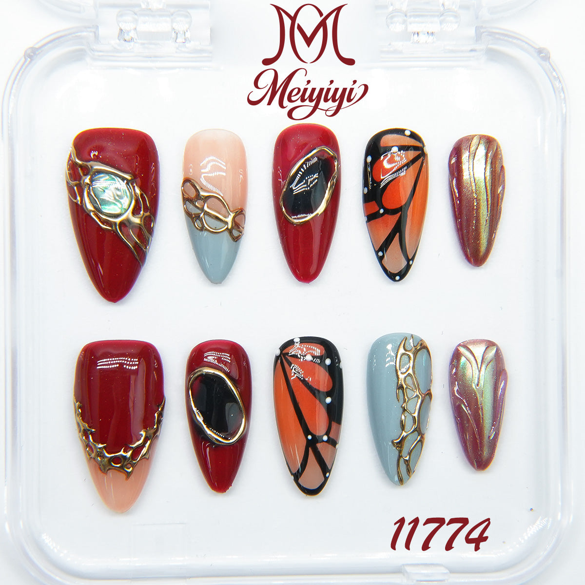 11774-MYY's designer original high-end design customized luxury hand-painted wearable nail art