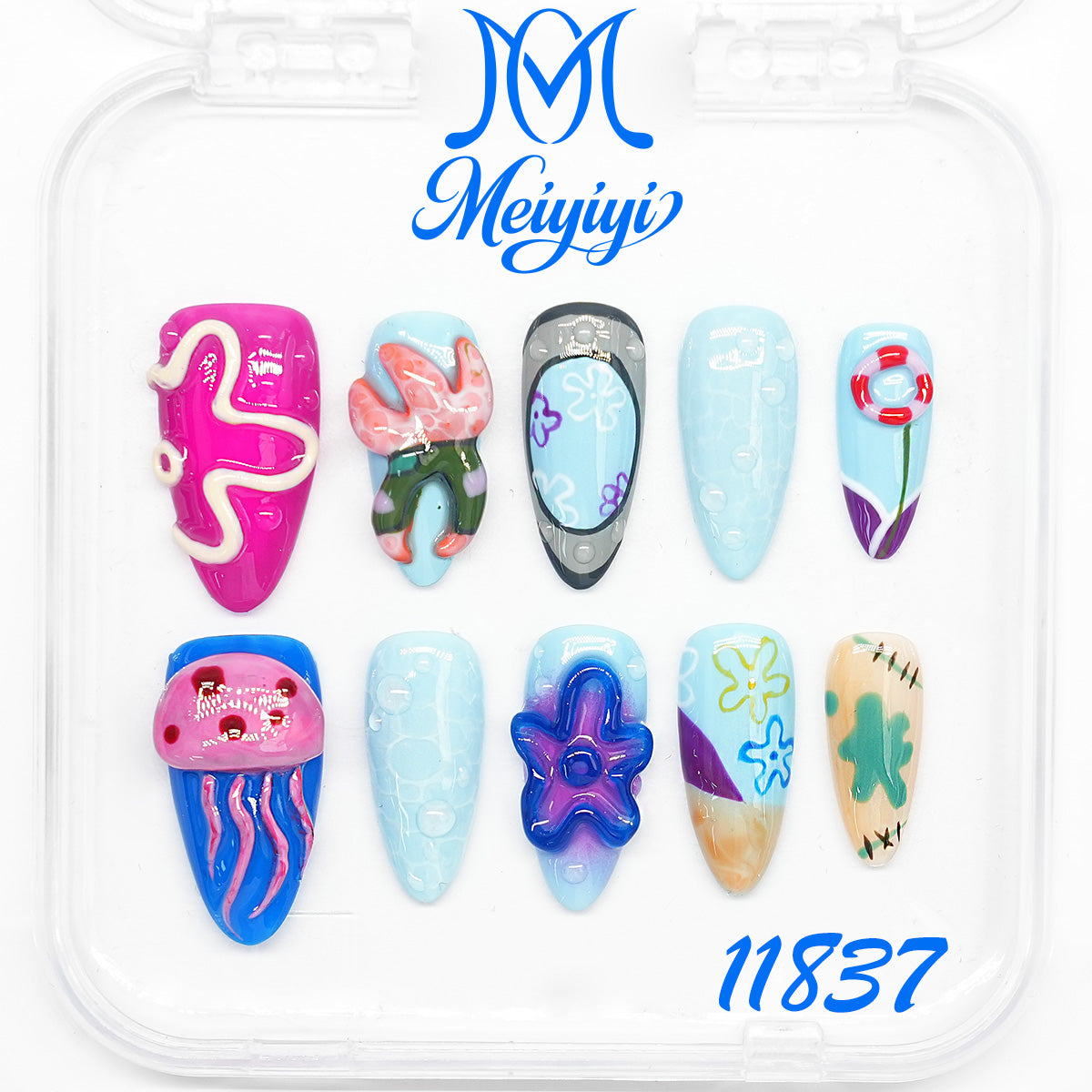 11837-MYY's designer original high-end design customized luxury hand-painted wearable nail art