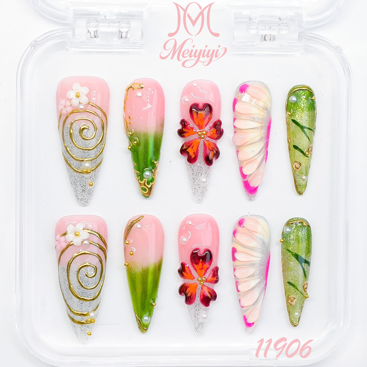 11906-MYY's designer original high-end design customized luxury hand-painted wearable nail art