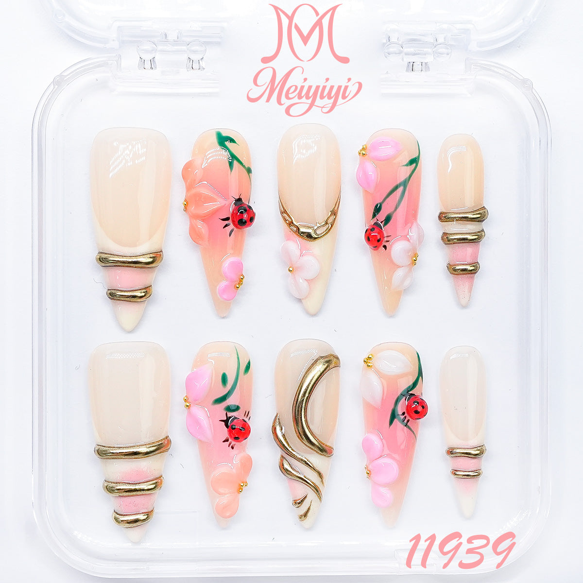 11939-MYY's designer original high-end design customized luxury hand-painted wearable nail art