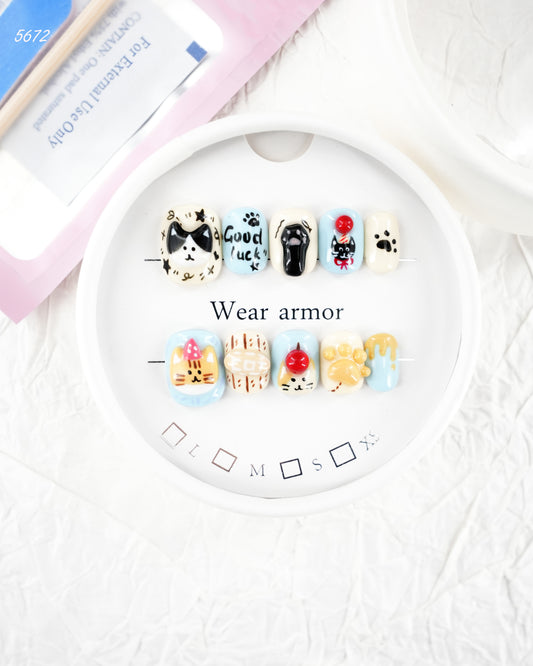 5672-MYY's designer original high-end design customized luxury hand-painted wearable nail art