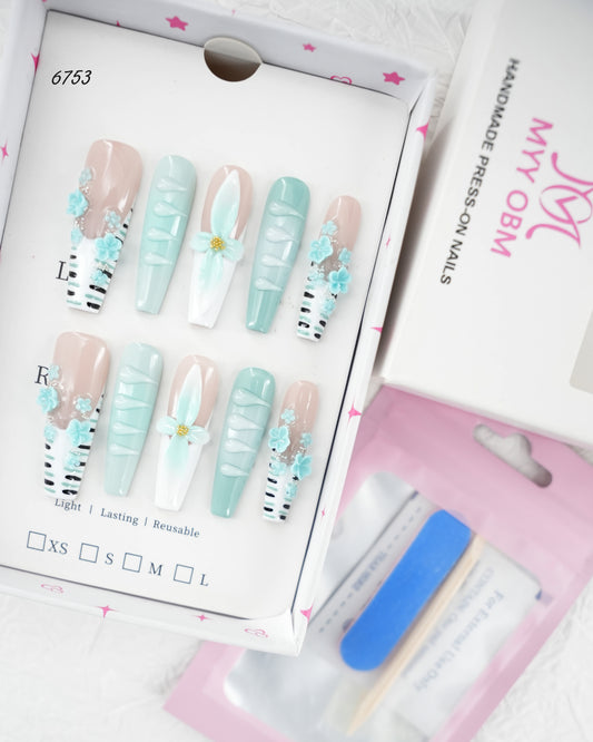 6753-MYY's designer original high-end design customized luxury hand-painted wearable nail art