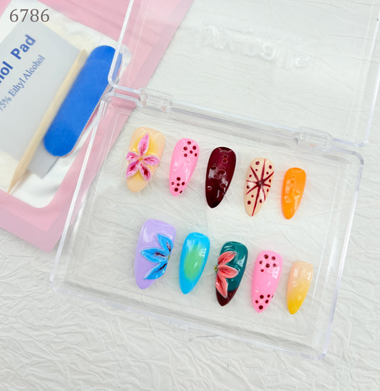 6786-MYY's designer original high-end design customized luxury hand-painted wearable nail art