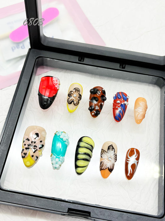 6803-MYY's designer original high-end design customized luxury hand-painted wearable nail art