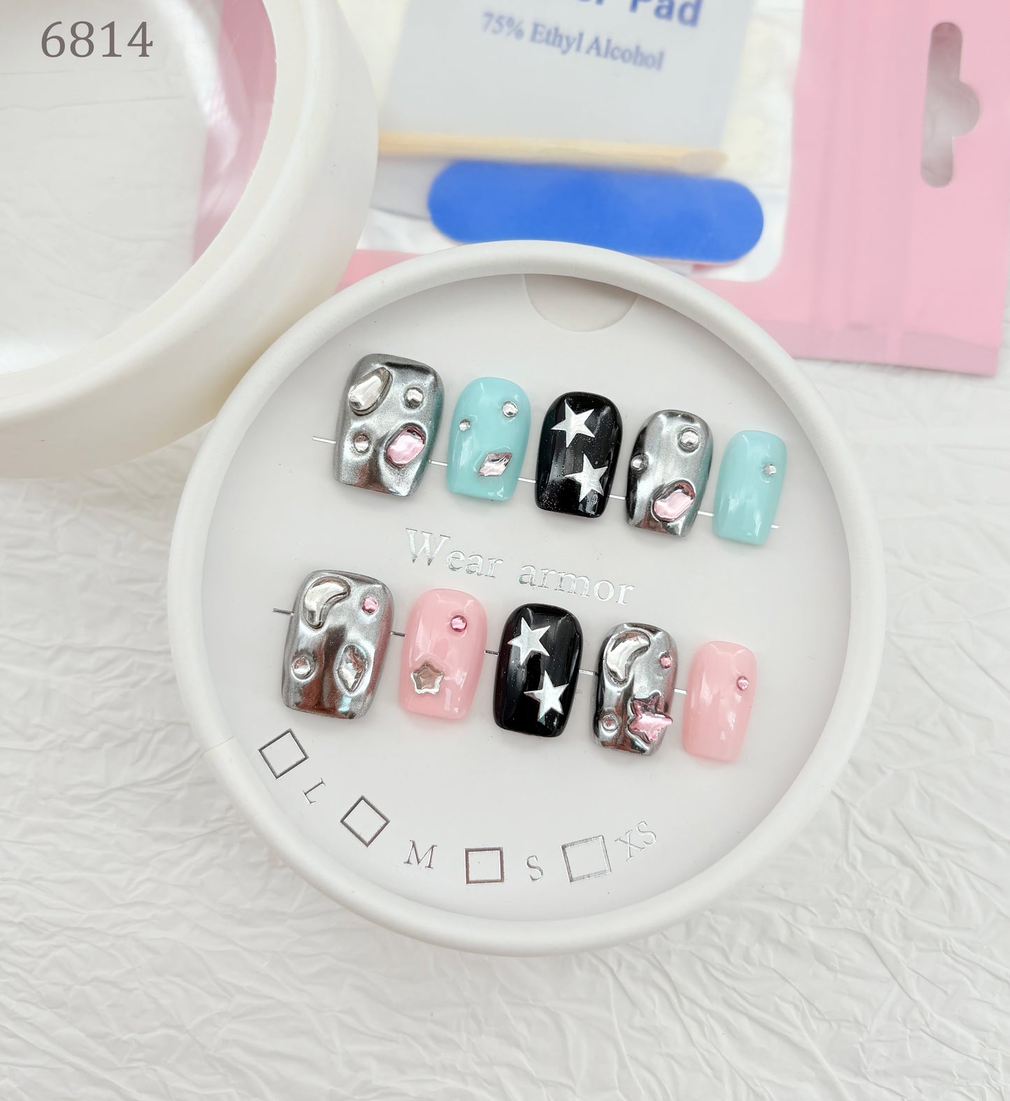 6814-MYY's designer original high-end design customized luxury hand-painted wearable nail art