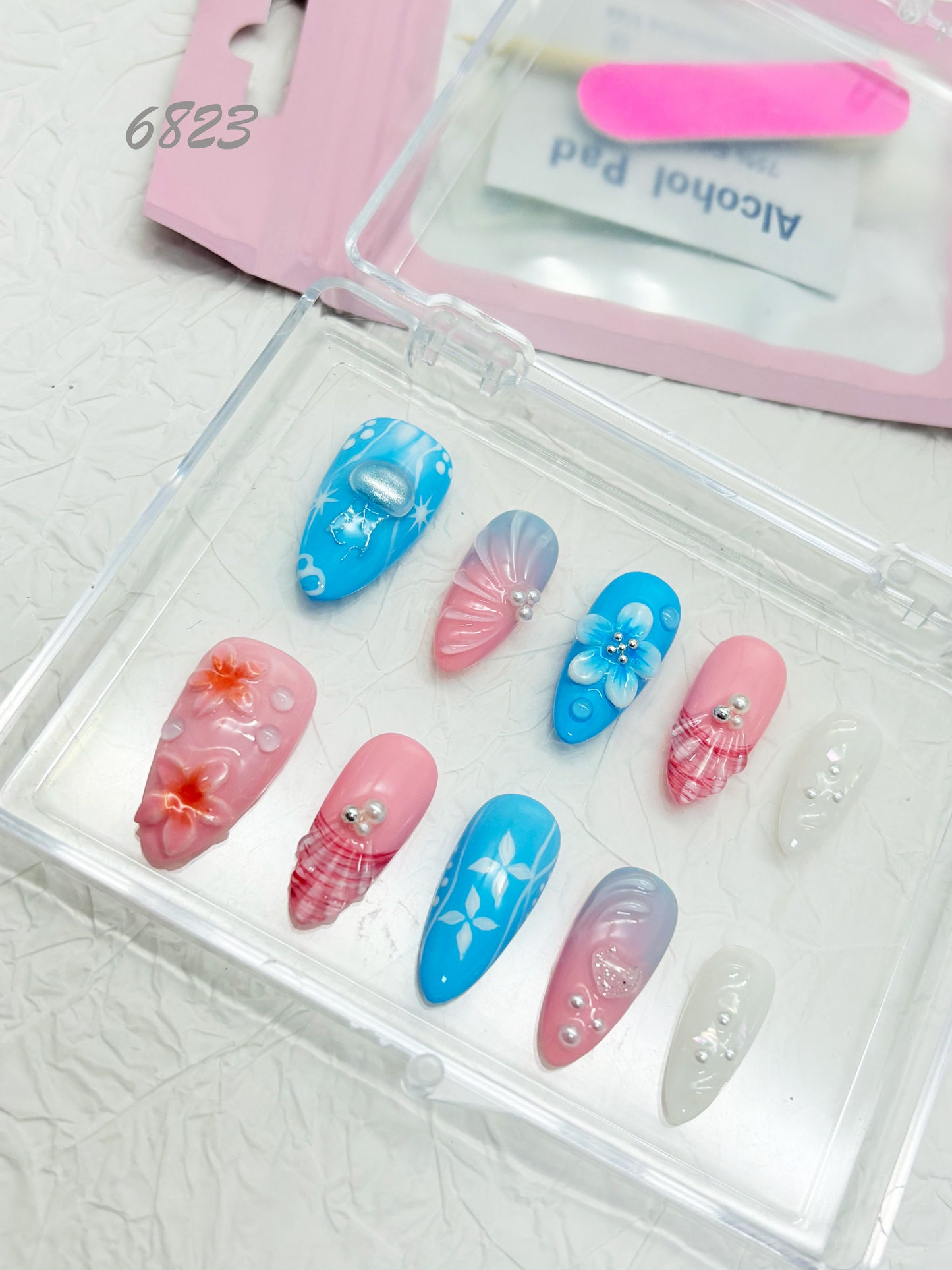 6823-MYY's designer original high-end design customized luxury hand-painted wearable nail art