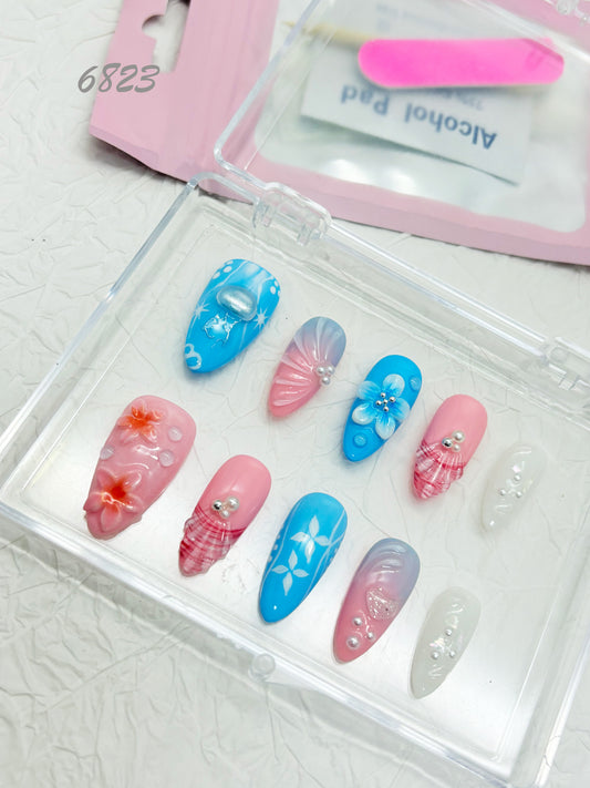 6823-MYY's designer original high-end design customized luxury hand-painted wearable nail art