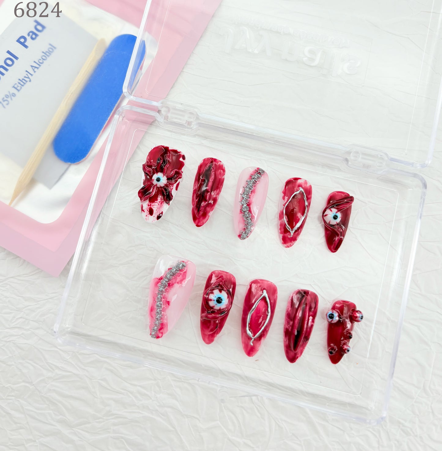 6824-MYY's designer original high-end design customized luxury hand-painted wearable nail art