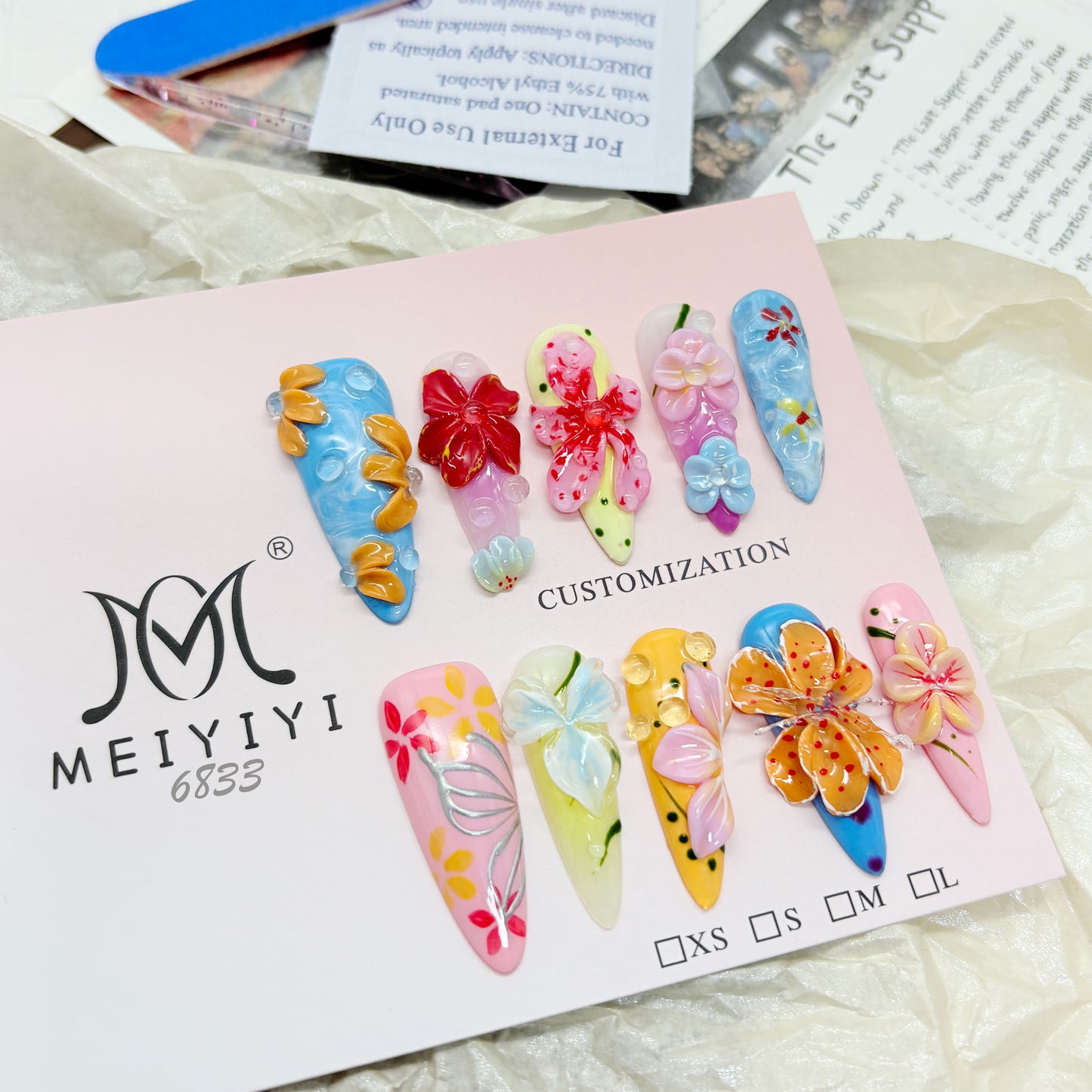 6833-MYY's designer original high-end design customized luxury hand-painted wearable nail art