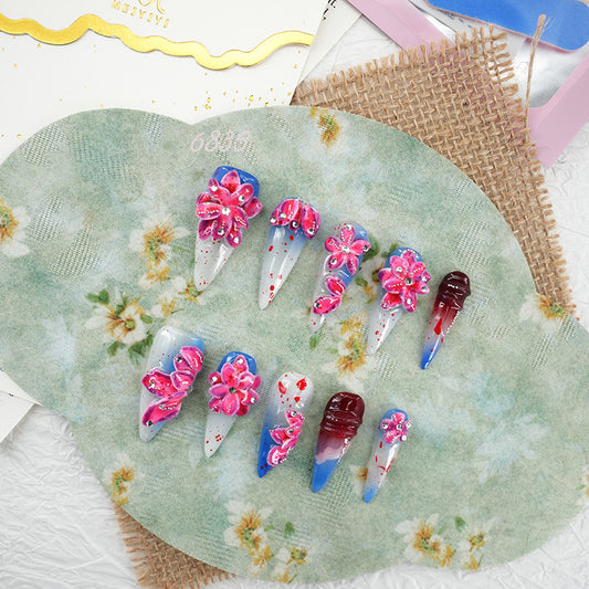 6835-MYY's designer original high-end design customized luxury hand-painted wearable nail art