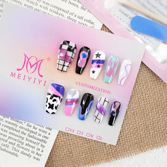 6840-MYY's designer original high-end design customized luxury hand-painted wearable nail art