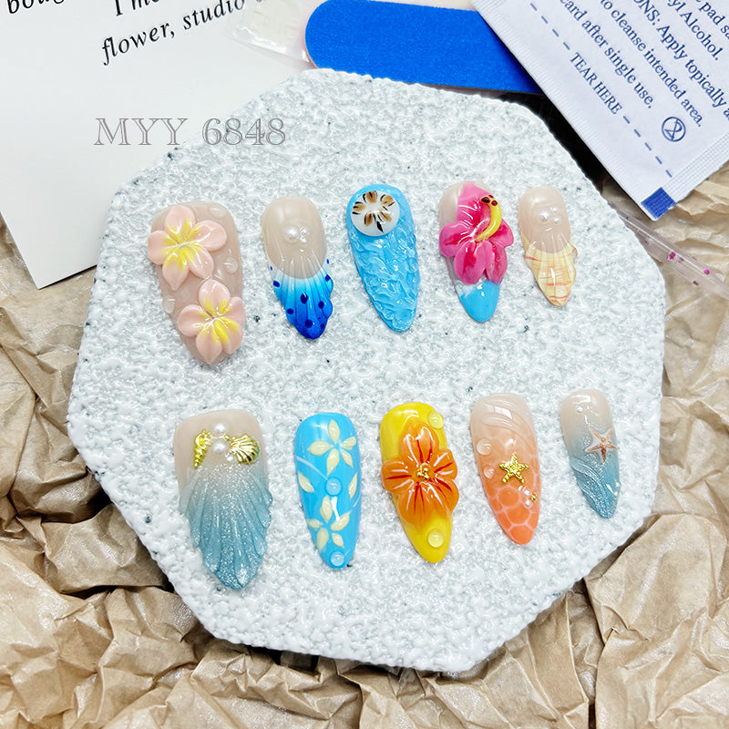 6848-MYY's designer original high-end design customized luxury hand-painted wearable nail art