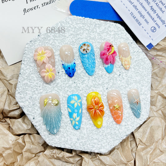 6848-MYY's designer original high-end design customized luxury hand-painted wearable nail art