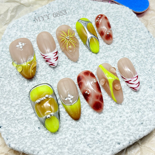 6853-MYY's designer original high-end design customized luxury hand-painted wearable nail art
