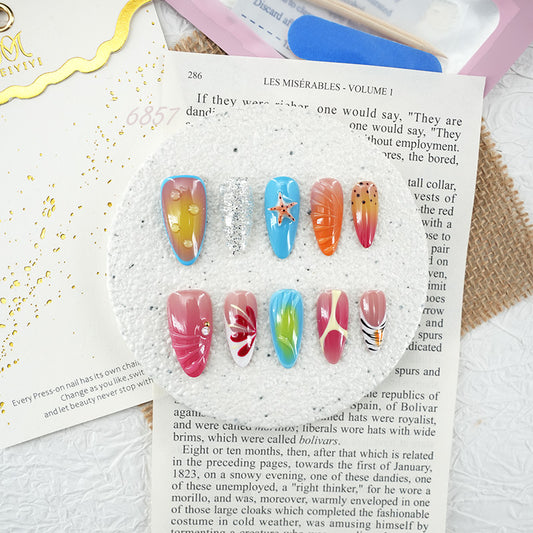 6857-MYY's designer original high-end design customized luxury hand-painted wearable nail art