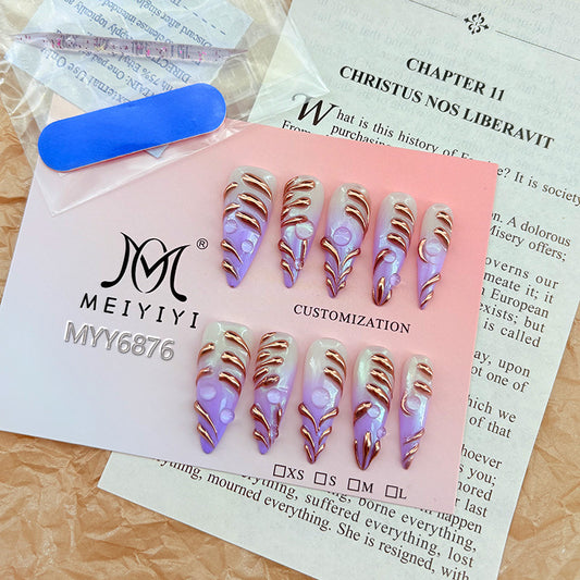 6876-MYY's designer original high-end design customized luxury hand-painted wearable nail art