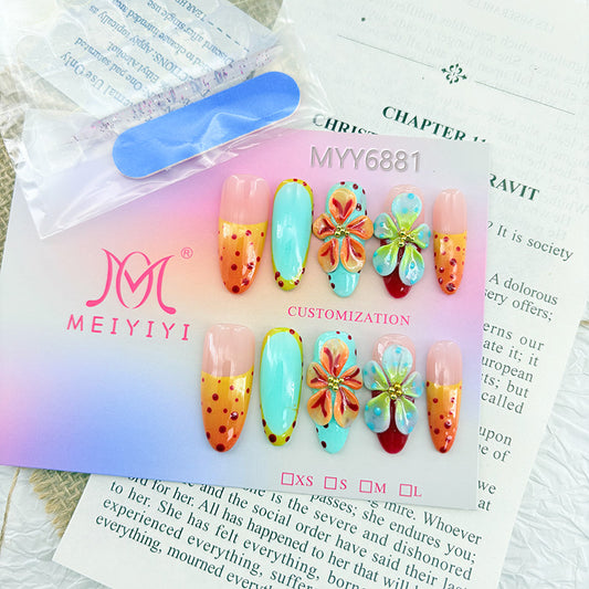 6881-MYY's designer original high-end design customized luxury hand-painted wearable nail art