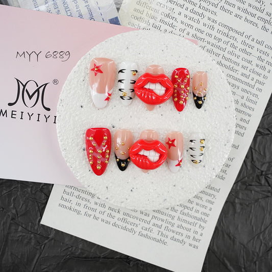 6889-MYY's designer original high-end design customized luxury hand-painted wearable nail art