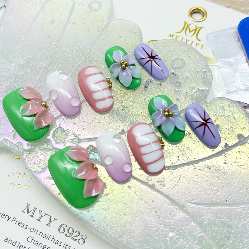 6928-MYY Original Spring 3D Sculpture Artwork with Pure Hand-painted Fading Wearable Nail Art