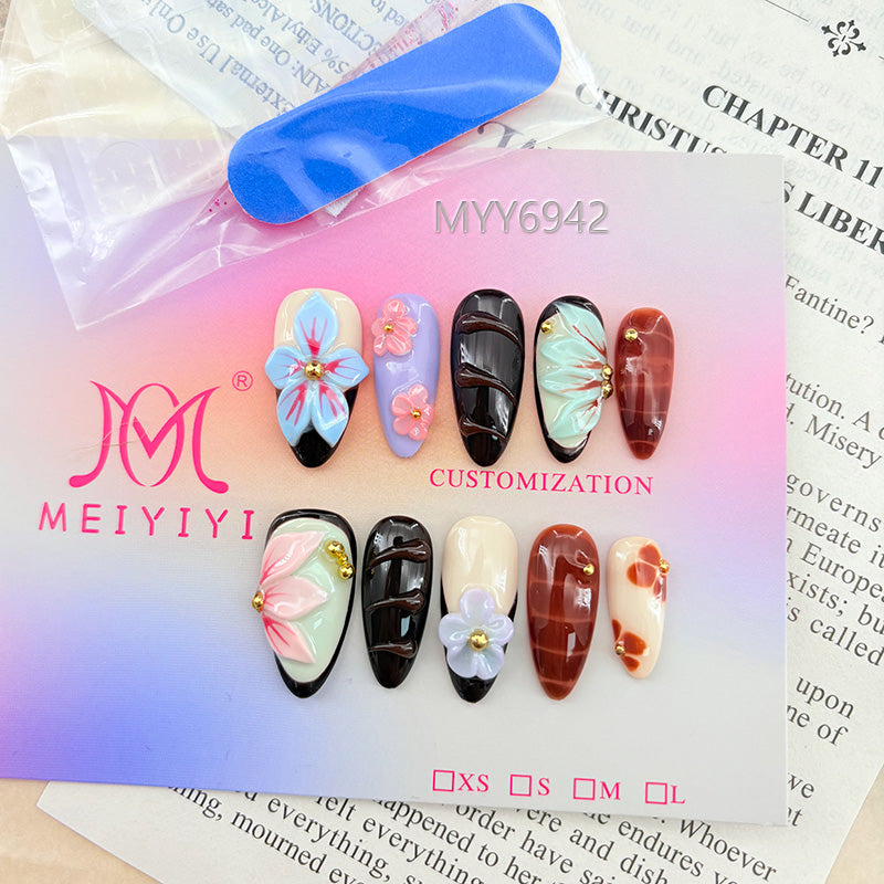 6942-MYY's designer original high-end design customized luxury hand-painted wearable nail art