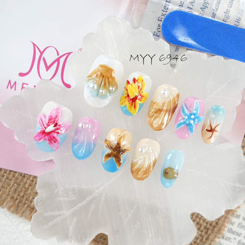 6946-MYY's designer original high-end design customized luxury hand-painted wearable nail art