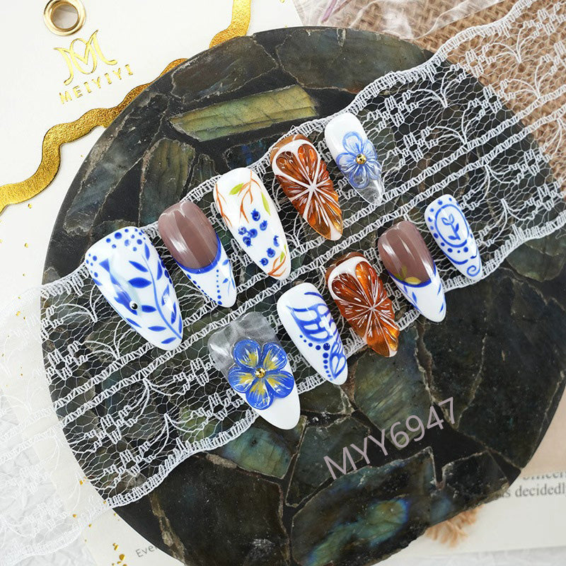 6947-MYY's designer original high-end design customized luxury hand-painted wearable nail art