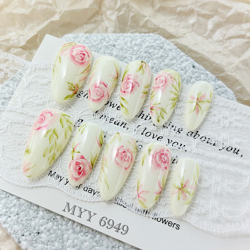 6949-MYY's designer original high-end design customized luxury hand-painted wearable nail art