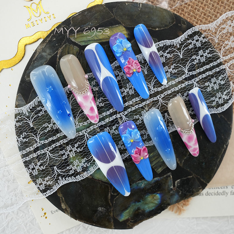 6953-MYY's designer original high-end design customized luxury hand-painted wearable nail art