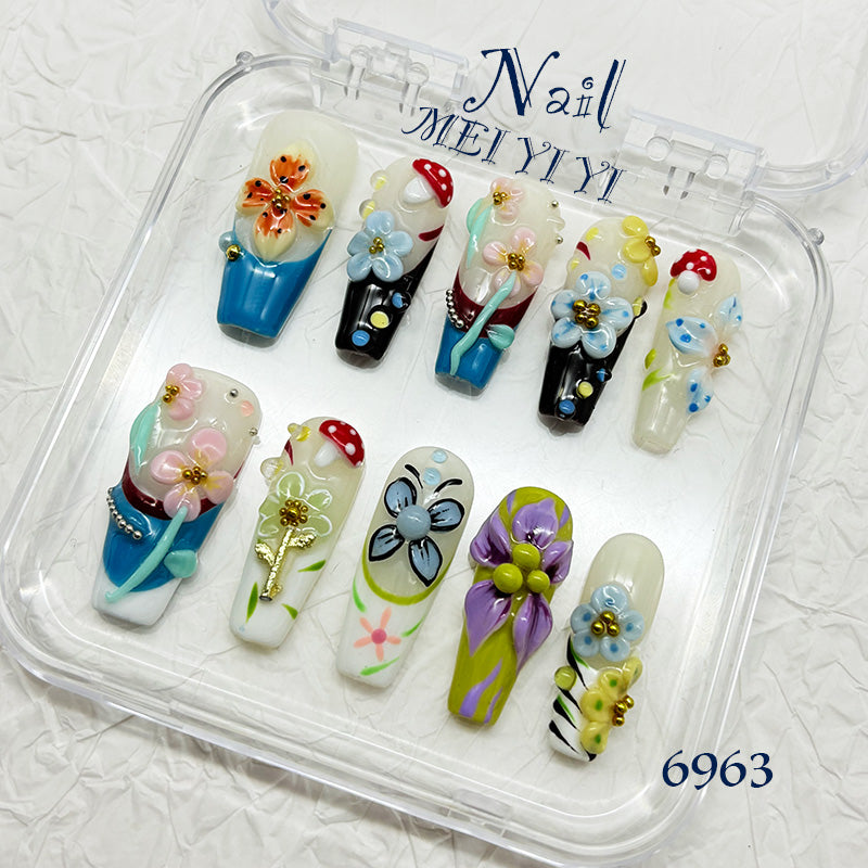 6963-MYY's designer original high-end design customized luxury hand-painted wearable nail art