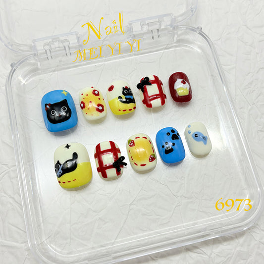 6973-MYY's designer original high-end design customized luxury hand-painted wearable nail art