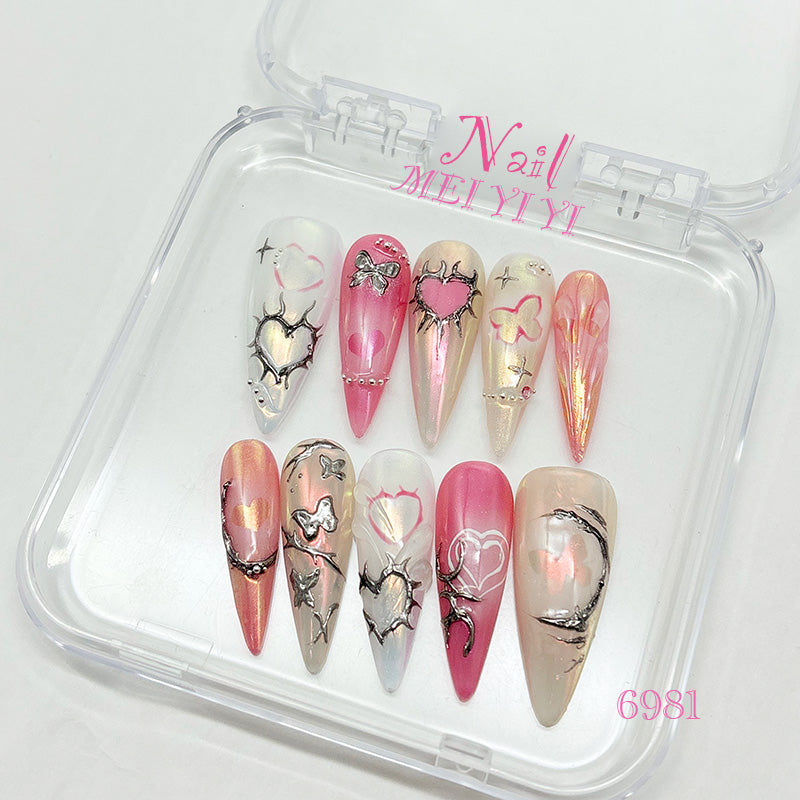 6981-MYY's designer original high-end design customized luxury hand-painted wearable nail art