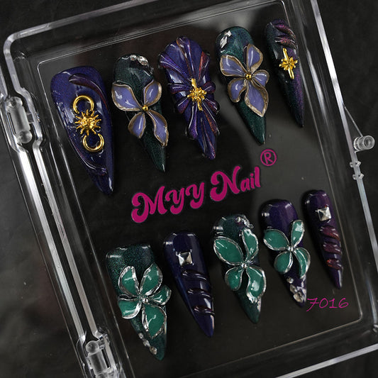7016-MYY's designer original high-end design customized luxury hand-painted wearable nail art