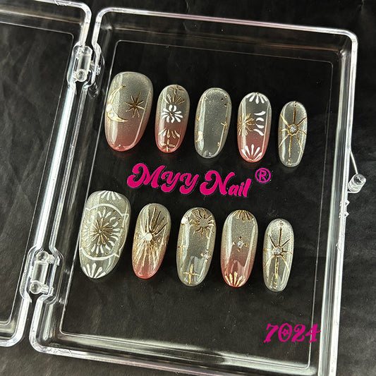 7024-MYY's designer original high-end design customized luxury hand-painted wearable nail art