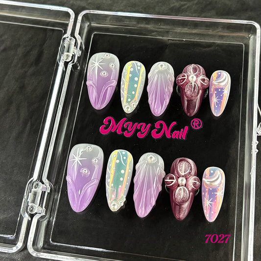 7027-MYY's designer original high-end design customized luxury hand-painted wearable nail art