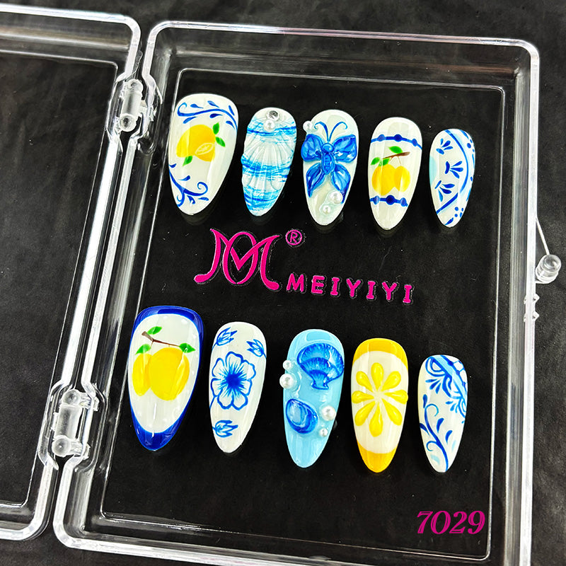 7029-MYY's designer original high-end design customized luxury hand-painted wearable nail art