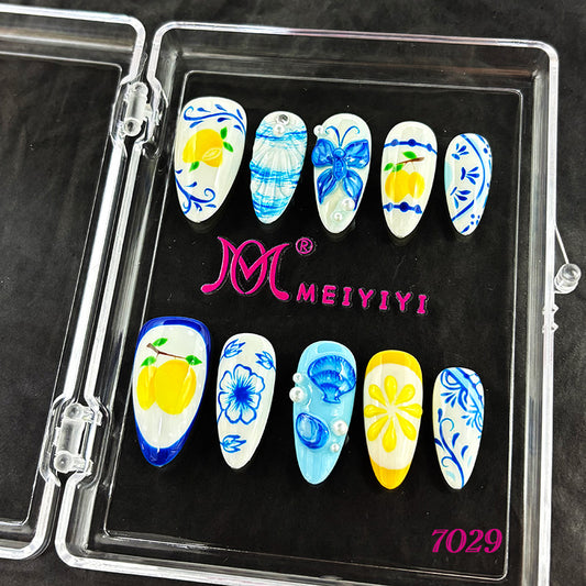 7029-MYY's designer original high-end design customized luxury hand-painted wearable nail art