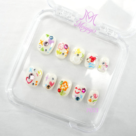 7033-MYY's designer original high-end design customized luxury hand-painted wearable nail art