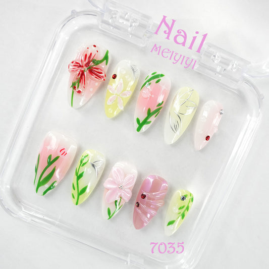 7035-MYY's designer original high-end design customized luxury hand-painted wearable nail art