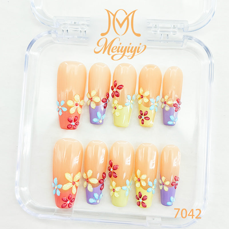 7042-MYY's designer original high-end design customized luxury hand-painted wearable nail art