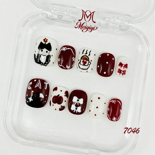 7046-MYY's designer original high-end design customized luxury hand-painted wearable nail art