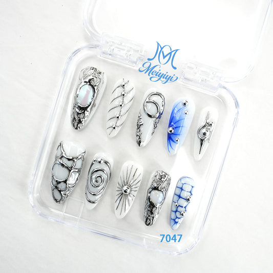 7047-MYY's designer original high-end design customized luxury hand-painted wearable nail art