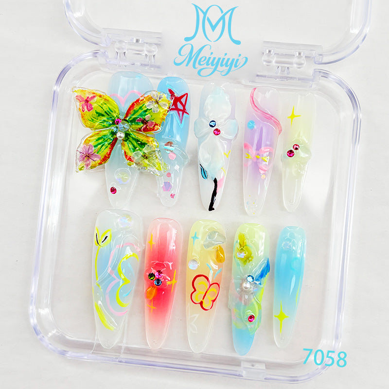 7058-MYY's designer original high-end design customized luxury hand-painted wearable nail art