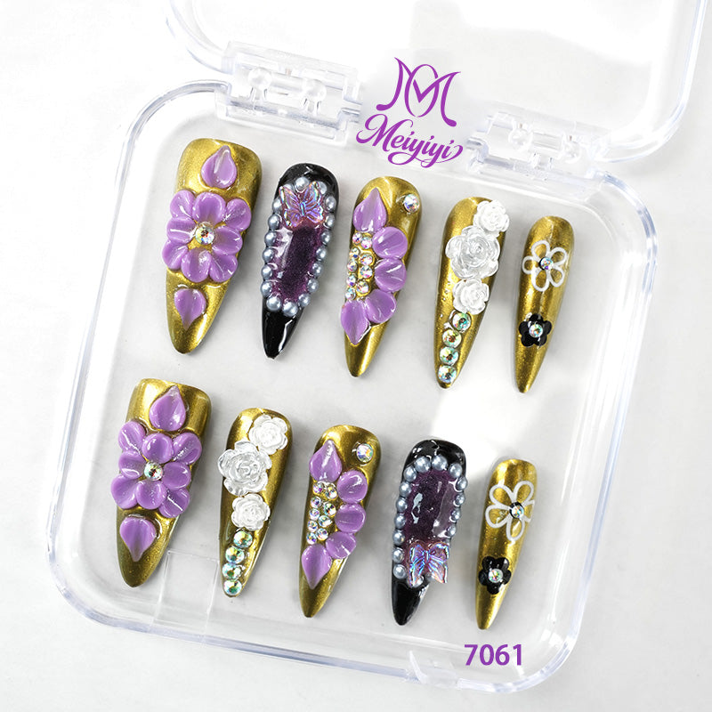 7061-MYY's designer original high-end design customized luxury hand-painted wearable nail art